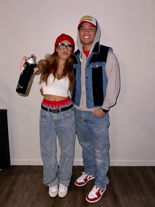 Image of a girl and a guy cosplaying as two video game characters from Subway Surfers