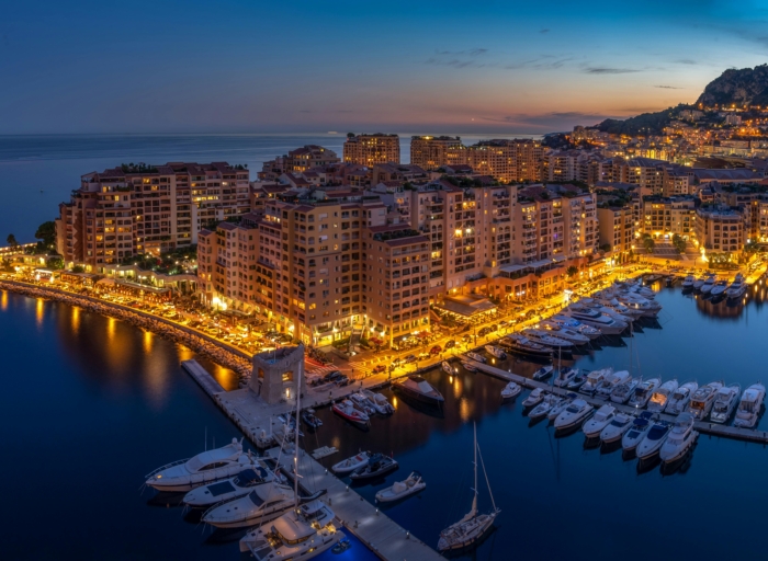 Monaco Port at night