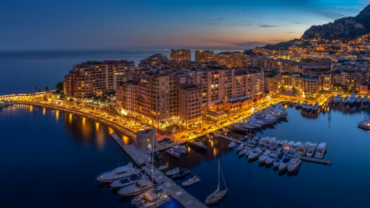 Monaco Port at night